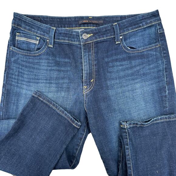 Levis Mid Rise Skinny Jeans Dark Wash Size 16M 99% Cotton Pants Fit Snug 14 - Picture 5 of 11